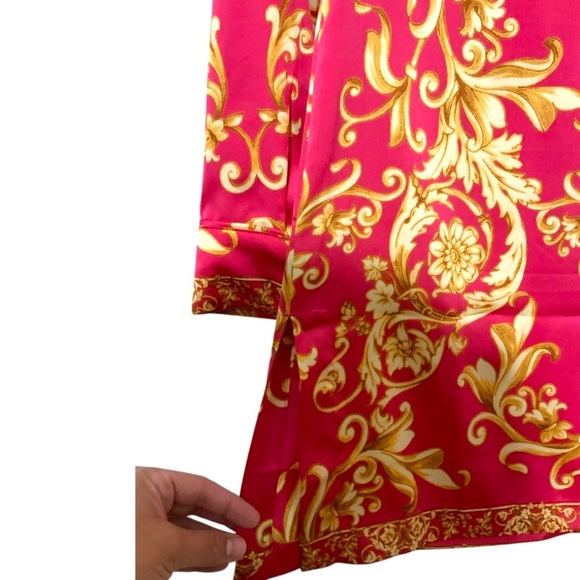 Chico's Women's Boho Ornate Scroll-Print Long Sleeve Tunic Sz Small Pink Gold - Picture 10 of 14